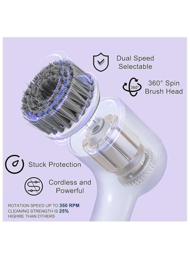 فرشاة تنظيف كهربائية متعددة الوظائف 3 في 1، 5 رؤوس قابلة للتبديل، محرك قوي، قابلة لإعادة الشحن لاسلكيًا، تصميم مريح وخفيف الوزن - Image 4